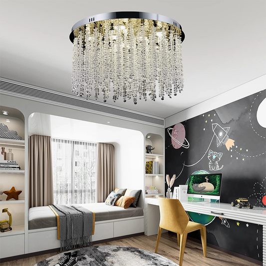 Křišťálový LED lustr LLC215/400WH kulatý, 22W, studené/teplé/neutrální světlo, křišťál, zlatý