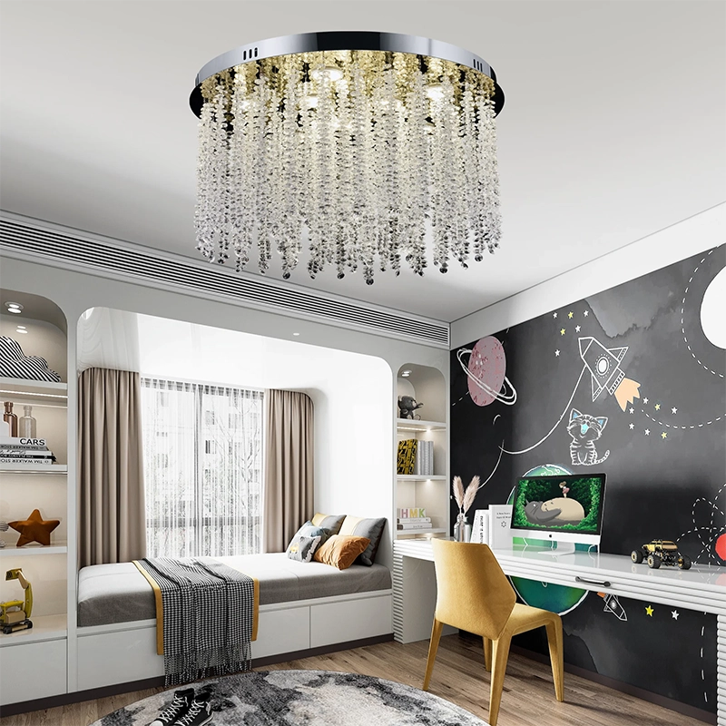 Křišťálový LED lustr LLC215/400WH kulatý, 22W, studené/teplé/neutrální světlo, křišťál, zlatý