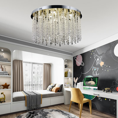 Křišťálový LED lustr LLC215/550WH kulatý, 29W, studené/teplé/neutrální světlo, křišťál, zlatý