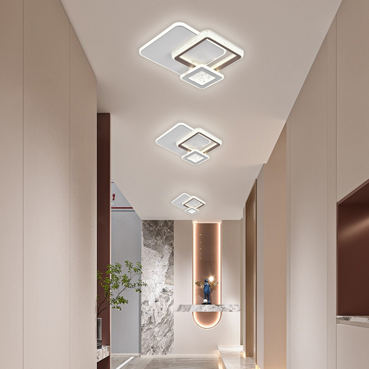 LED lustr NYXORA 51W, 3 čtverce, studené/teplé/neutrální světlo, bílé LED lustry Výchozí název Alessandro Design