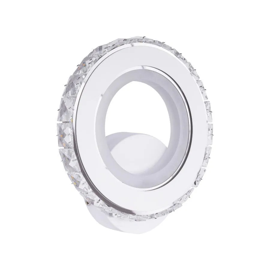 Borandis LED nástěnné svítidlo 16W, bílé s chromem, akrylem a krystalem, studené/teplé/neutrální světlo Vnitřní nástěnná svítidla Výchozí název Alessandro Design
