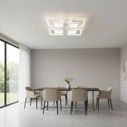 LED lustr s dálkovým ovládáním SUSAN 96W, 4 čtverce, studené/teplé/neutrální světlo, stmívatelné, bílý LED lustr s dálkovým ovládáním Výchozí název Alessandro Design