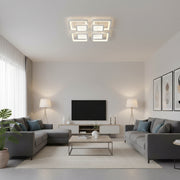 LED lustr s dálkovým ovládáním SUSAN 96W, 4 čtverce, studené/teplé/neutrální světlo, stmívatelné, bílý LED lustr s dálkovým ovládáním Výchozí název Alessandro Design