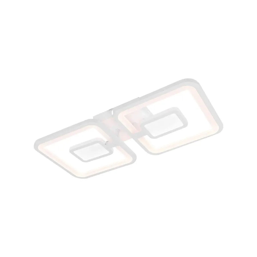 LED lustr s dálkovým ovládáním FELIX 28W, 2 čtverce, studené/teplé/neutrální světlo, stmívatelné, bílý LED lustr s dálkovým ovládáním Výchozí název Alessandro Design