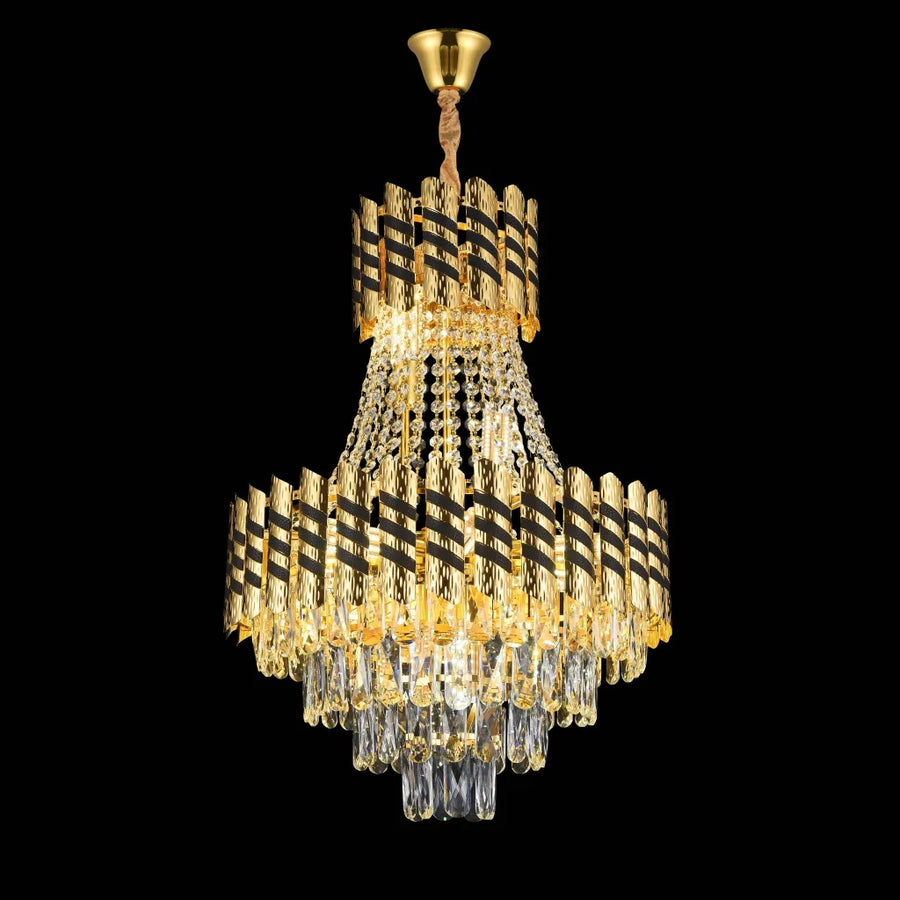 Křišťálový lustr 10XE14 Nardo Gold Black, průměr 60 cm, výška 75 cm Křišťálové lustry Výchozí název Alessandro Design