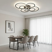 LED lustr s dálkovým ovládáním BETTY 127W, 8 kruhů, studené/teplé/neutrální světlo, stmívatelné, černé LED lustry s dálkovým ovládáním Výchozí název Alessandro Design