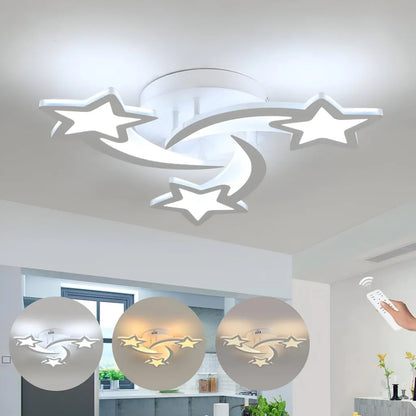LED lustr s dálkovým ovládáním IPOMOEA 51W, 3 hvězdičky, Studené/Teplé/Neutrální světlo, Stmívatelné, Bílý LED lustr s dálkovým ovládáním Výchozí název Alessandro Design