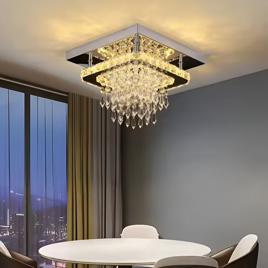 Alberico čtvercový LED lustr, 17W, studené/teplé/neutrální světlo, křišťálový, lesklý chrom Moderní lustry Výchozí název Alessandro Design