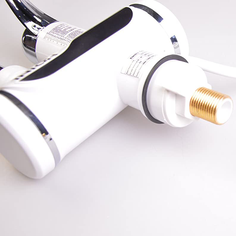 Elektrická baterie s okamžitým ohřevem vody, LED zobrazení teploty, horizontální s držákem na dřez/vanu, výkon 3000 W, teplá voda 30°C-60°C, bílá, Z007XDT Kuchyňské baterie Výchozí název Alessandro Design