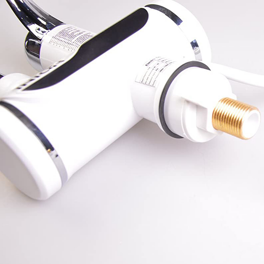 Elektrická baterie s okamžitým ohřevem vody, LED zobrazení teploty, horizontální s držákem na dřez/vanu, výkon 3000 W, teplá voda 30°C-60°C, bílá, Z007XDT Kuchyňské baterie Výchozí název Alessandro Design