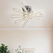 LED lustr s dálkovým ovládáním LUELLA 79W 5 Elements, Lineární, Studené/Teplé/Neutrální světlo, Stmívatelné, Stříbrný krystal LED Lustr Výchozí název Alessandro Design