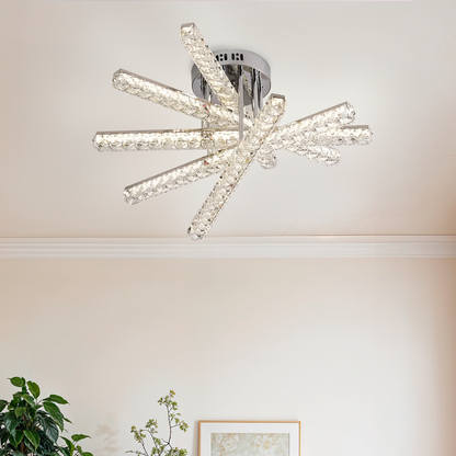 LED lustr s dálkovým ovládáním LUELLA 79W 5 Elements, Lineární, Studené/Teplé/Neutrální světlo, Stmívatelné, Stříbrný krystal LED Lustr Výchozí název Alessandro Design