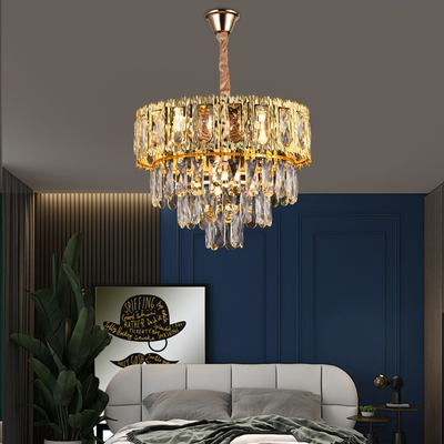 Křišťálový lustr BELVEDERE Nobile 5xE14, Průměr 40cm, Lesklý zlatý, Nastavitelná výška