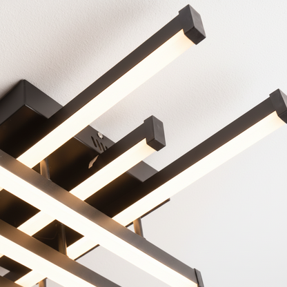 LED lustr s dálkovým ovládáním LINEX, 108W, 8 prvků, studené/teplé/neutrální světlo, stmívatelné, černé LED lustry s dálkovým ovládáním Výchozí název Alessandro Design