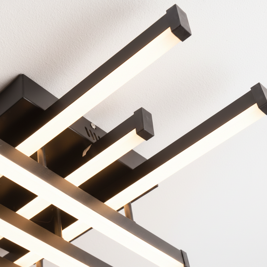 LED lustr s dálkovým ovládáním LINEX, 108W, 8 prvků, studené/teplé/neutrální světlo, stmívatelné, černé LED lustry s dálkovým ovládáním Výchozí název Alessandro Design