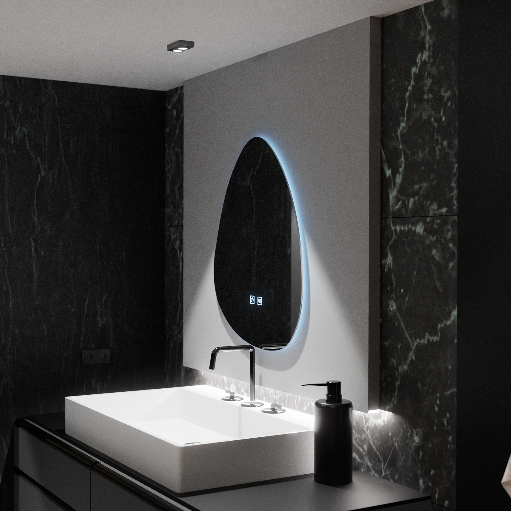 Organické LED zrcadlo 80x60cm, Fluido Touch, Demister System, Stmívatelné zrcátka Korman E Výchozí název Alessandro Design