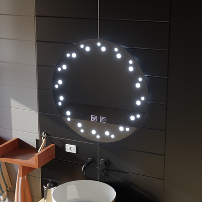 Dotykové zrcadlo LED Ivory, Demister System, Průměr 60 cm, Studené světlo 6000K Korman Mirrors E Výchozí název Alessandro Design