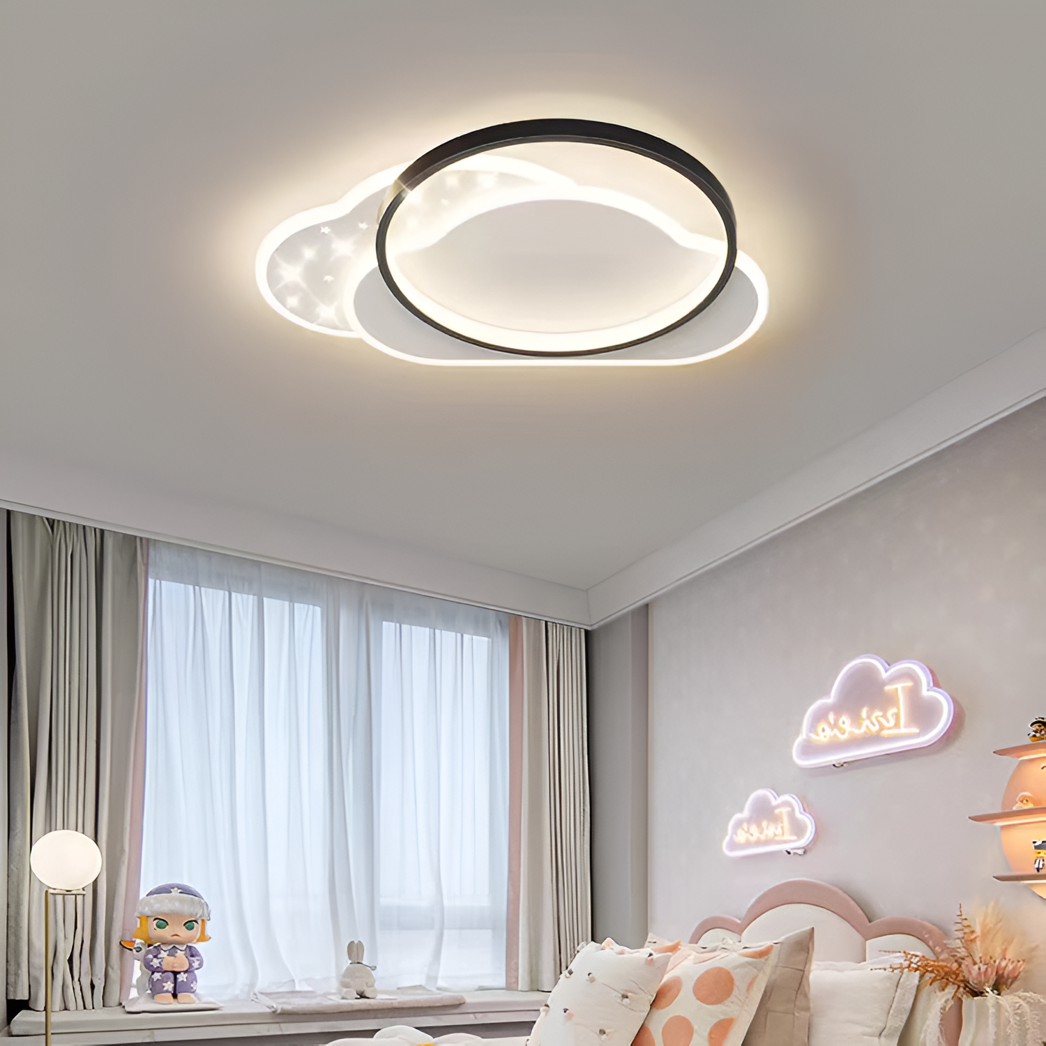 LED lustr s dálkovým ovládáním NUVIA 71W, Cloud, Studené/Teplé/Neutrální světlo, Stmívatelné, Černé LED lustry s dálkovým ovládáním Výchozí název Alessandro Design