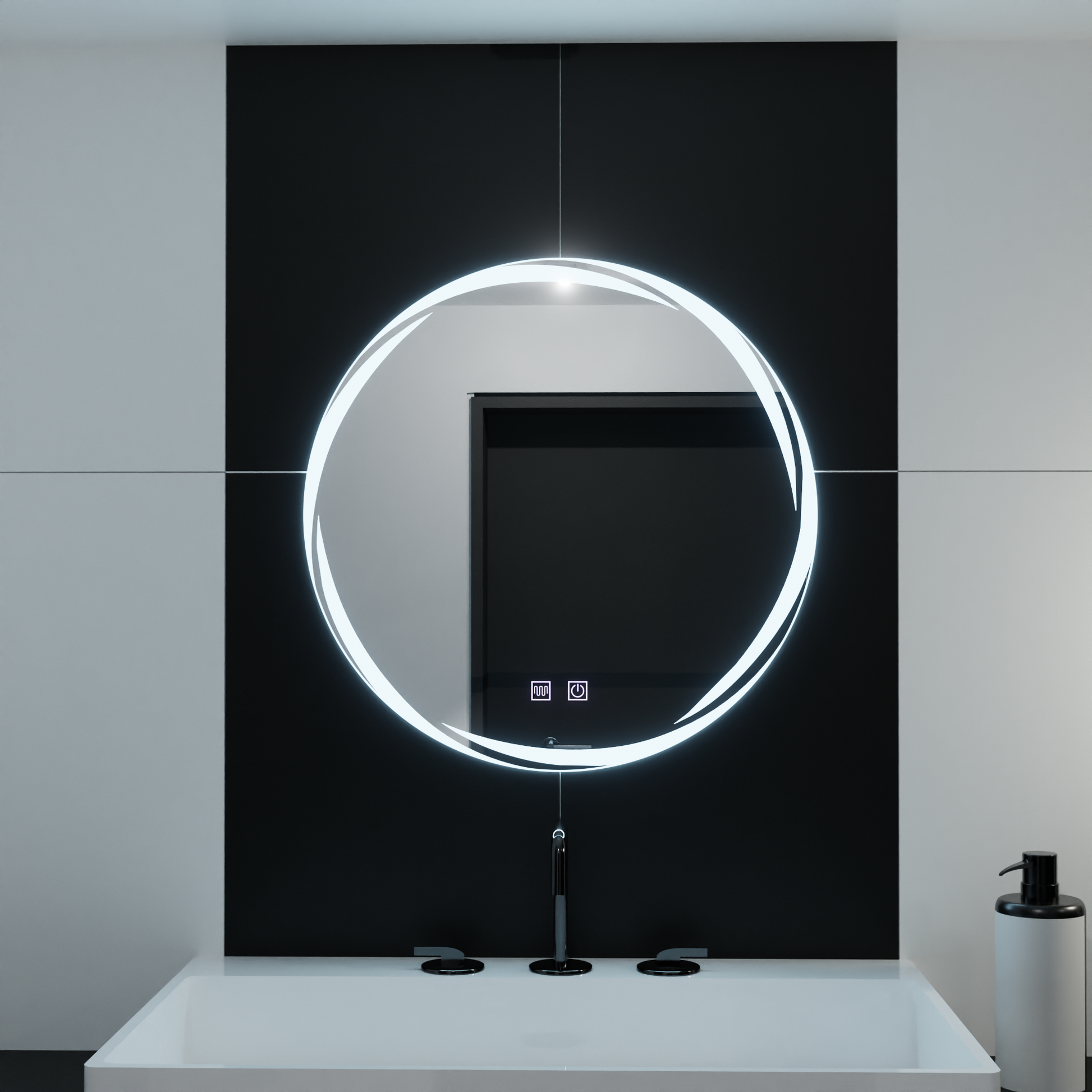 LED kulaté zrcadlo 60cm, Spirallus Touch, Demister System, Stmívatelné zrcátka Korman E Výchozí název Alessandro Design