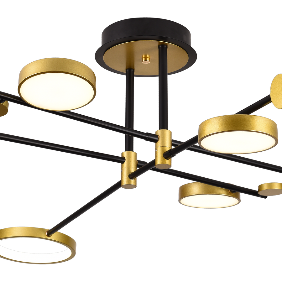 Lustra LED cu Telecomanda MARIA, 6 Elemente, 31W, Lumina Calda/Rece/Neutra 3000K/4000K/6000K, Dimabila, Auriu si Negru, Metal Lustre LED cu Telecomanda Default Title Alessandro Design
