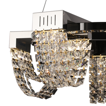 Candelabru Cristal LED 15W, STRATUS Magno , Diametru 50cm, Crom Lucios, Lumina Calda Neutra Rece 3000K/4000K/6000K Inaltime Reglabila, Metal si Cristal Candelabre Cristal Default Title Alessandro Design