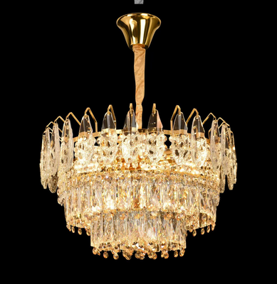 Křišťálový lustr CC6687/500GD 9x E14, Průměr 50 cm, Lesklý zlatý, Nastavitelná výška