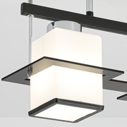 Klasický lustr Aramis s dřevěným čtvercovým stínidlem 2X E27 Šedočerný Klasické lustry Výchozí název Alessandro Design