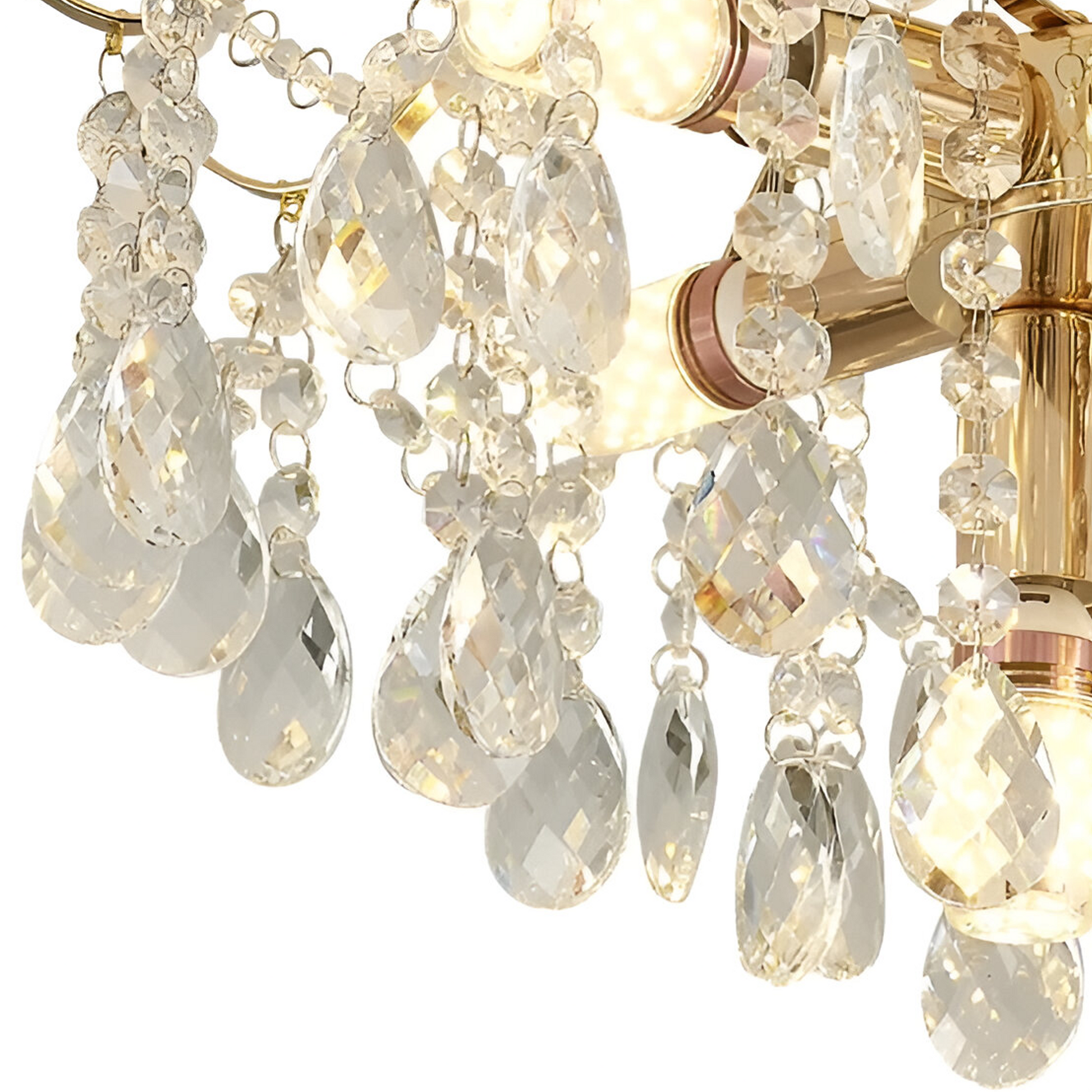 Candelabru Cristal Fiamma, 6x E14, Diametru 45cm, Auriu, Metal si Cristal Candelabre Cristal Default Title Alessandro Design
