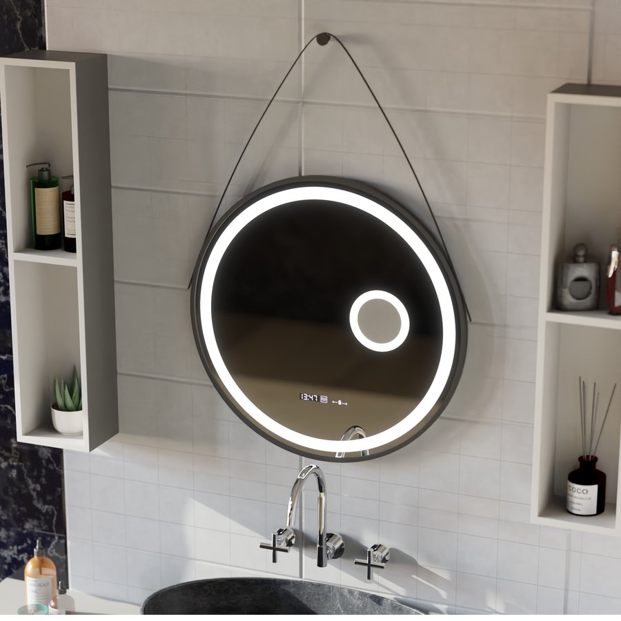 LED kulaté zrcadlo, 11W, 60cm, Micah Marcello MotionGlow Sensor, Demister System, Hodiny a teploměr, Kosmetická lupa, Stmívatelné Marcello Mirrors Výchozí název Alessandro Design