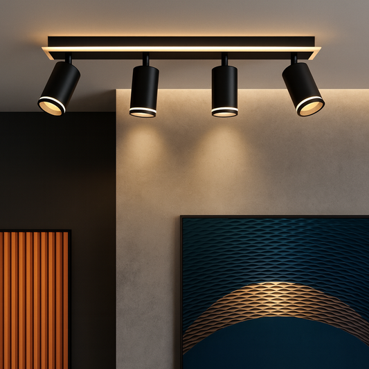 LED lustr Ellen 46W studené/teplé/neutrální světlo Nastavitelný projektor Akrylové a černé kovové LED lustry Výchozí název Alessandro Design