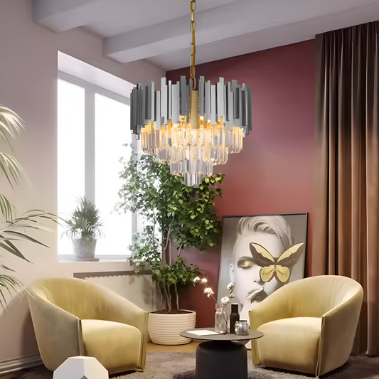 Křišťálový lustr BLOIS Eleganza 8xE14, Průměr 50 cm, Stříbrný, Nastavitelná výška Křišťálové lustry Výchozí název Alessandro Design