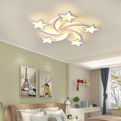 LED lustr s dálkovým ovládáním IPOMOEA 85W, 5 hvězdiček, Studené/Teplé/Neutrální světlo, Stmívatelné, Bílý LED lustr s dálkovým ovládáním Výchozí název Alessandro Design