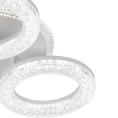 FREJA LED lustr s dálkovým ovládáním, 50W, 3000K/4000K/6000K, stmívatelný, bílý, krystaly, 3 kruhové LED lustry s dálkovým ovládáním Výchozí název Alessandro Design