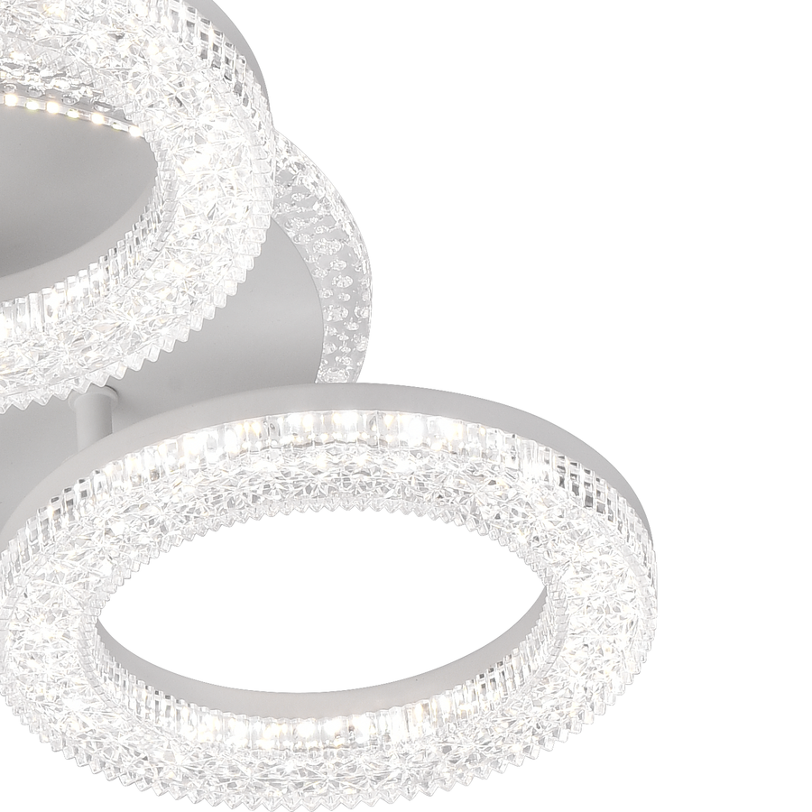 FREJA LED lustr s dálkovým ovládáním, 50W, 3000K/4000K/6000K, stmívatelný, bílý, krystaly, 3 kruhové LED lustry s dálkovým ovládáním Výchozí název Alessandro Design
