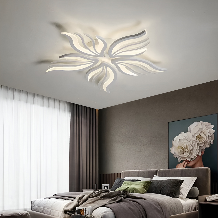 LED lustr s dálkovým ovládáním SAKURA 62W, 5 okvětních lístků, studené/teplé/neutrální světlo, stmívatelné, bílý LED lustr s dálkovým ovládáním Výchozí název Alessandro Design