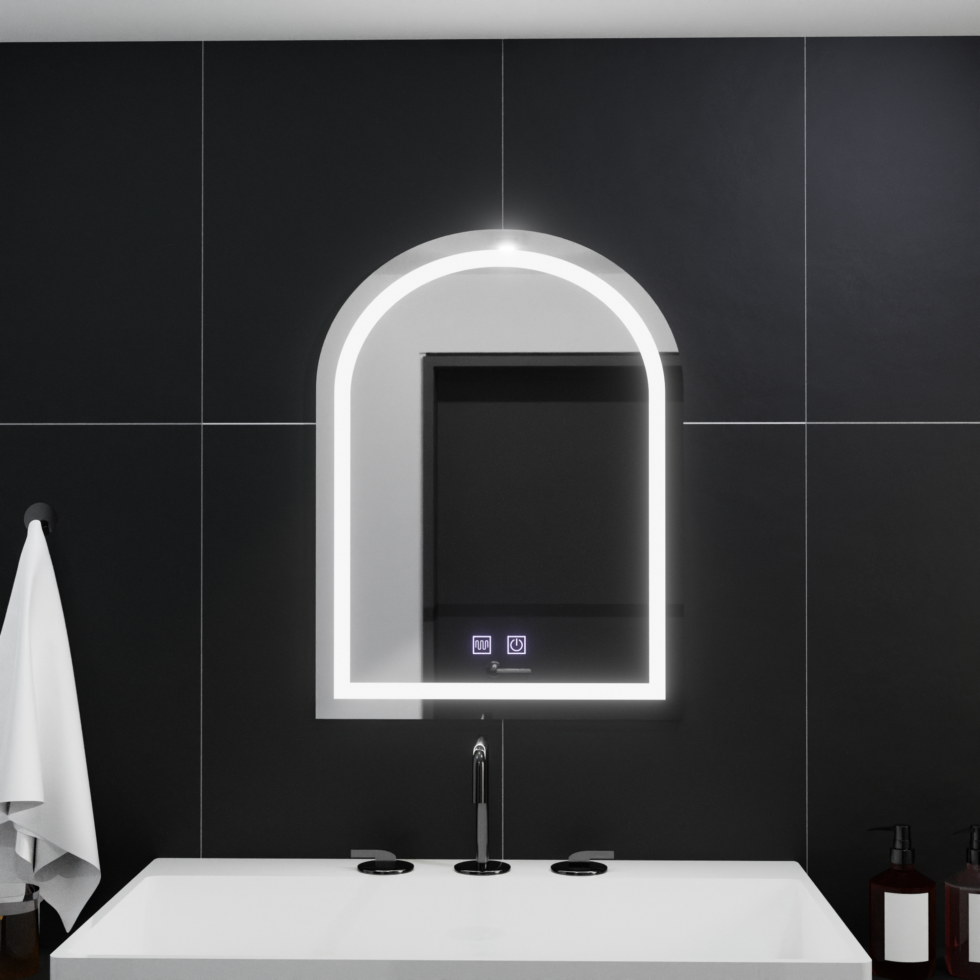 Obloukové LED zrcadlo 60x80cm, Arco Touch, Demister System, Stmívatelná zrcátka Korman E Výchozí název Alessandro Design