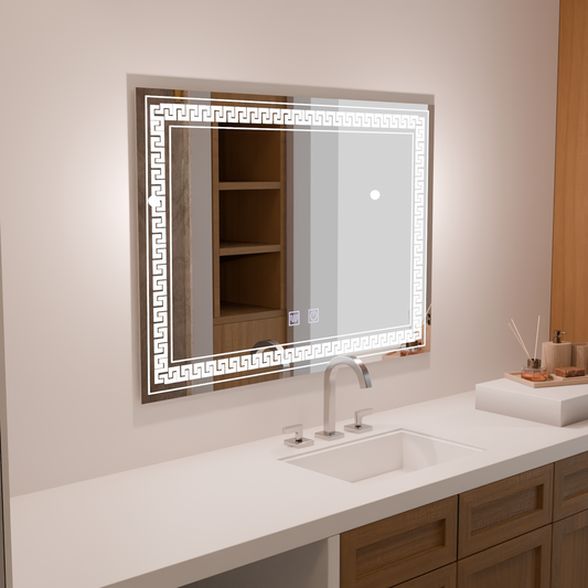 Obdélníkové LED zrcadlo 80x60 Touch Volta Systém odmlžování Zrcadla Korman E Výchozí název Alessandro Design