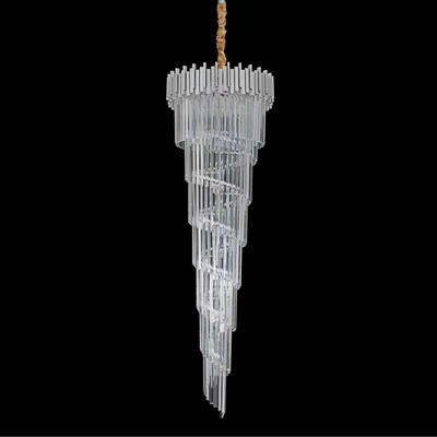 Křišťálový lustr CC110/600x1800, 28xE14, průměr 60 cm, výška 180 cm, chrom a stříbro, nastavitelná výška, elegantní design