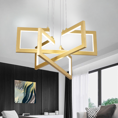 LED lustr s dálkovým ovládáním, Závěsný 71W, 3 prvky, Studené/Teplé/Neutrální světlo, Stmívatelné, Nastavitelná výška, Zlatá
