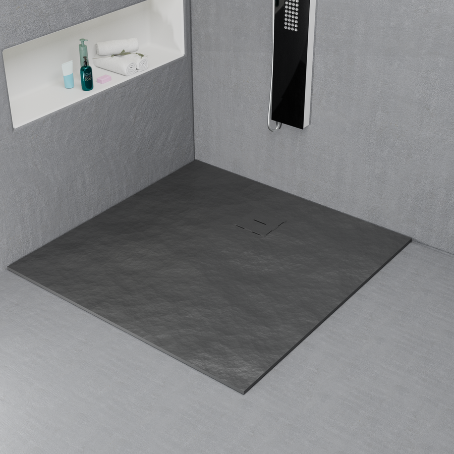 Čtvercová sprchová vanička 90x90 cm, štíhlá 3 cm, tmavě šedá Domov a zahrada Výchozí název Alessandro Design
