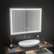 Obdélníkové zrcadlo LED, 100 x 75 cm, Verite MotionGlow Marcello, systém odmlžování, hodiny a teploměr, stmívatelná zrcadla Marcello Výchozí název Alessandro Design