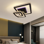 LED lustr s dálkovým ovládáním a krystalem LEILA 88W, 3 čtverce, studené/teplé/neutrální světlo, stmívatelné, černý lesklý chrom LED lustry s dálkovým ovládáním Výchozí název Alessandro Design