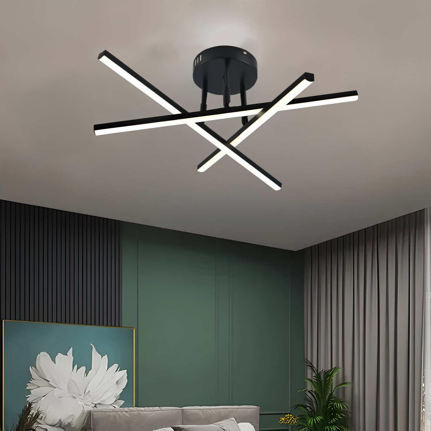 Lustra LED cu telecomanda 41W, 3 Elemente, Liniara, lumina Rece/Calda/Neutra, Dimabila, Negru Lustre LED cu Telecomanda Default Title Alessandro Design