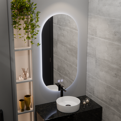 Oválné LED zrcadlo, 50x100cm, Velara Touch, Demister System, Stmívatelné