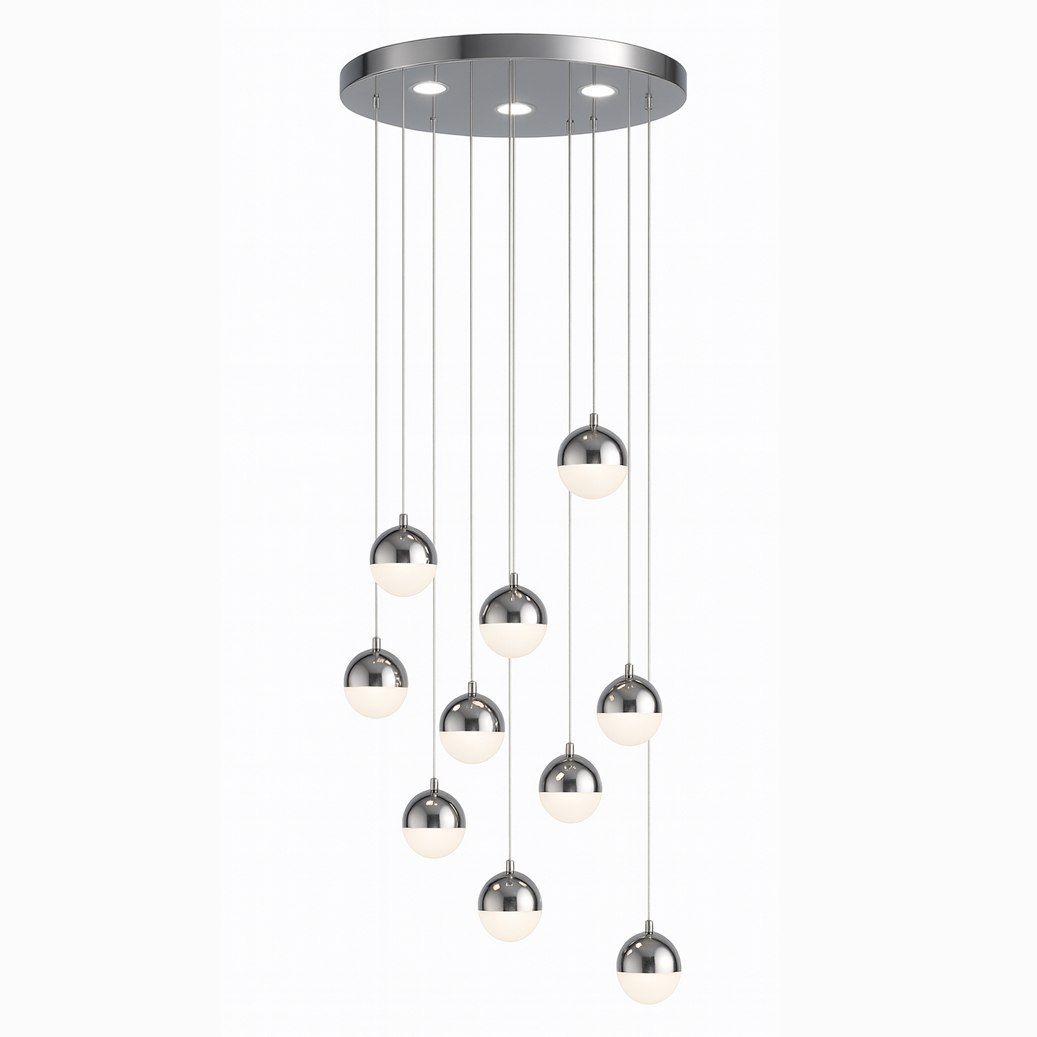 Závěsný LED lustr s dálkovým ovládáním JEREMIAS 132W, 10 Elements, Studené/Teplé/Neutrální světlo, Stmívatelné, Stříbrné Moderní Lustry Výchozí název Alessandro Design