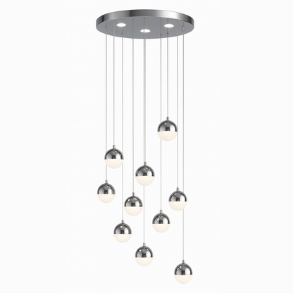 Závěsný LED lustr s dálkovým ovládáním JEREMIAS 132W, 10 Elements, Studené/Teplé/Neutrální světlo, Stmívatelné, Stříbrné Moderní Lustry Výchozí název Alessandro Design