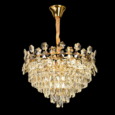 Křišťálový lustr CC6705/500GD 9x E14, Průměr 50cm, Lesklý zlatý, Nastavitelná výška