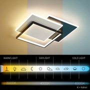 LED lustr s dálkovým ovládáním CHIARA 98W, 3 čtverce, studené/teplé/neutrální světlo, stmívatelné, černé LED lustry s dálkovým ovládáním Výchozí název Alessandro Design