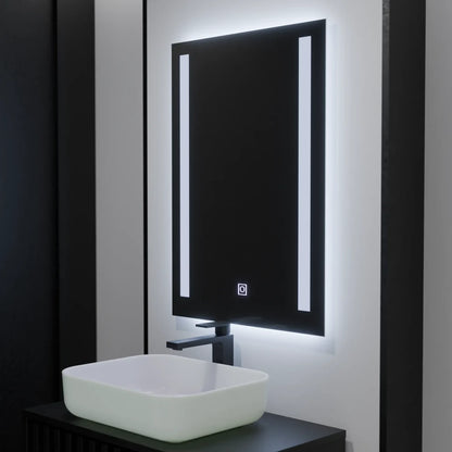 Obdélníkové LED zrcadlo, 50x70cm, Dual Light Základní dotyková LED zrcadla Výchozí název Alessandro Design