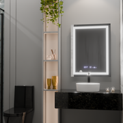 Obdélníkové LED zrcadlo, 75x90cm, Verite MotionGlow Marcello, Demister System, Hodiny a teploměr, Stmívatelná zrcátka Marcello Výchozí název Alessandro Design
